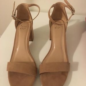 Nude open-toe heels